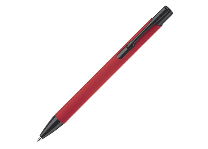 Stylo bille publicitaire dans tube métal Rouge / Noir